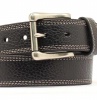 M and F Western Product N2710601 Men's Standard Belt in Black Tumbled Cow with Triple Edge Stitch